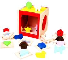 触觉训练箱盲拼盒儿童木制拼图积木盒智力盒形状配对游戏益智玩具