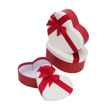 新款上市绸带心形红白色天地盖 情人节礼盒鲜花包装纸盒 糖果套盒