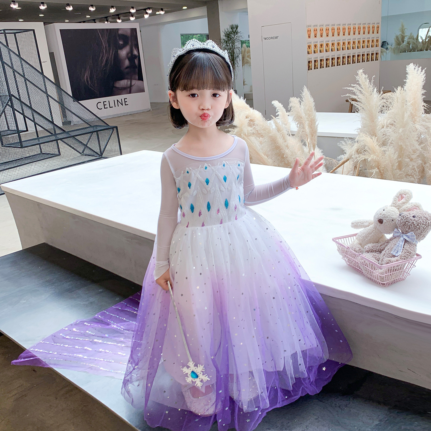 圣诞节冰雪奇缘爱莎公主裙女童夏装艾莎爱沙儿童连衣裙elsa裙