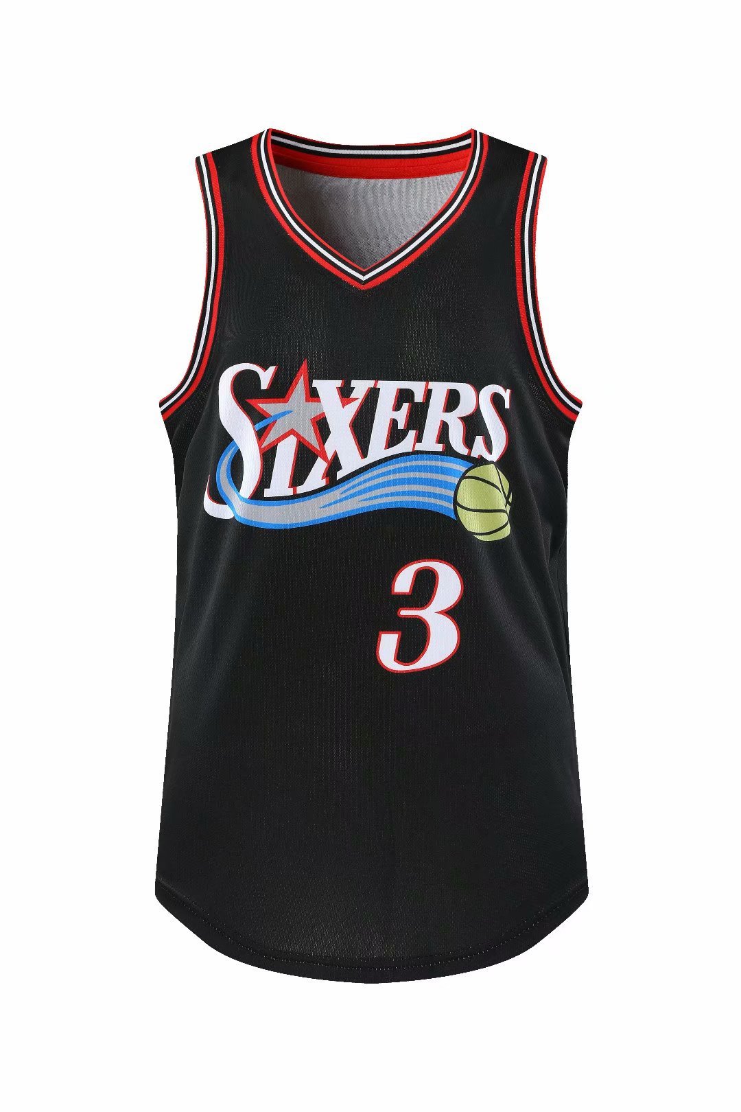 阿伦艾弗森球衣费城76人3号复古篮球服套装全身印数码印篮球背心