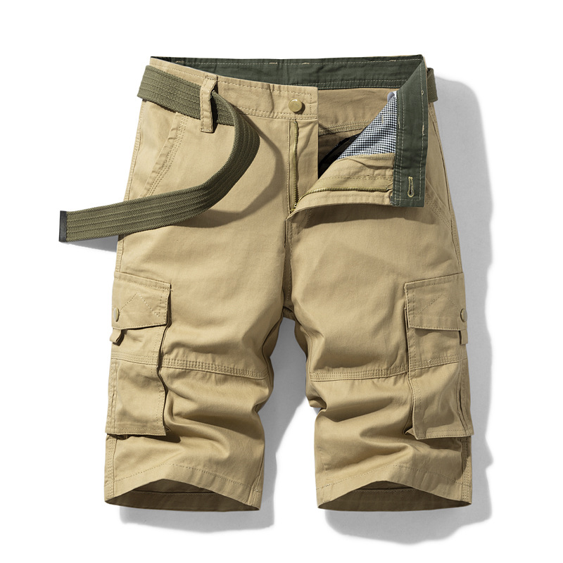 跨境亚马逊男士夏季宽松休闲纯色工装短裤 大码多口袋五分中裤男