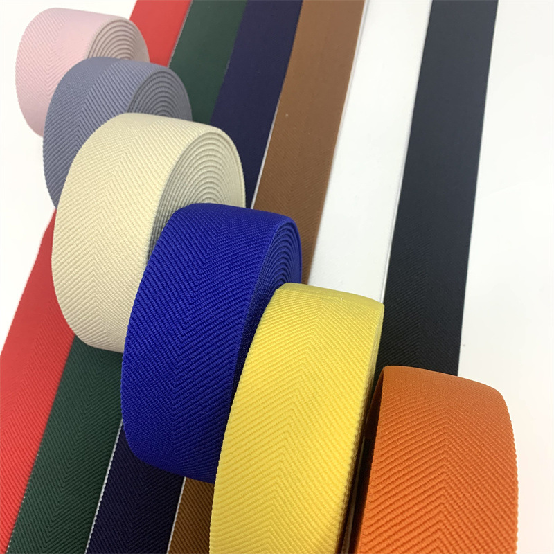 Factory in Stock 4cm Word Band Color Thickened Single-Sided Herringbone Elastic Band Belt Clothing Accessories