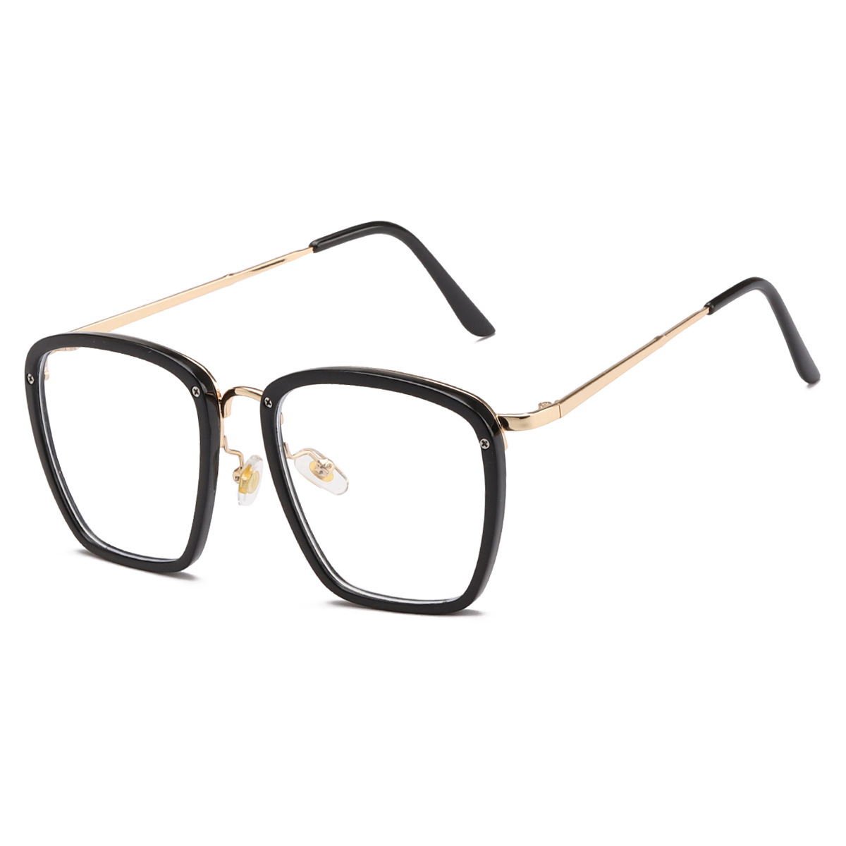 2021新款方框防蓝光眼镜女金属框大方框平光镜男复古套圈镜架2023