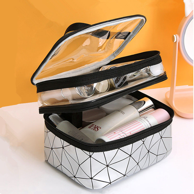 New Double Layer Cosmetic Bag Portable Large Capacity Waterproof Multifunctional Portable Travel Skincare Wash Bag Buggy Bag