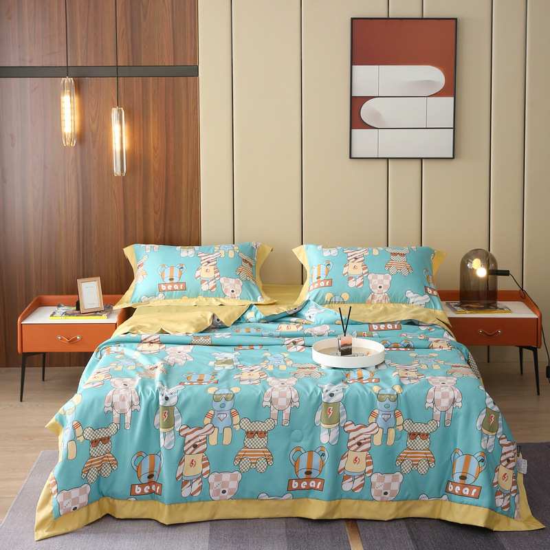 水洗天丝夏被四件套批发夏季裸睡空调单夏被单/双人可水洗薄被子