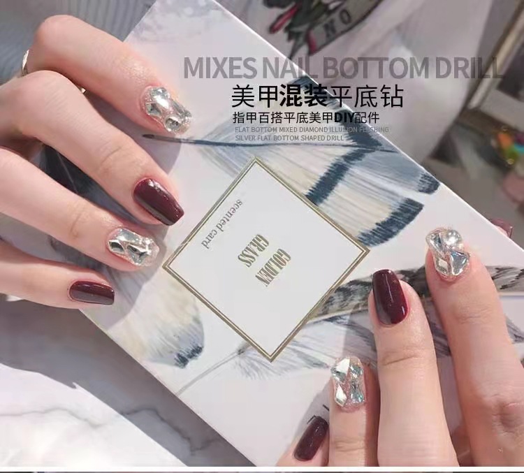 Wen Genie Same Style Nail Ornament Aurora Diamond Magic Color Bottoming Drill Fancy Shape Diamonds Rhinestone Manicure Jewelry Aurora Diamond Mixed