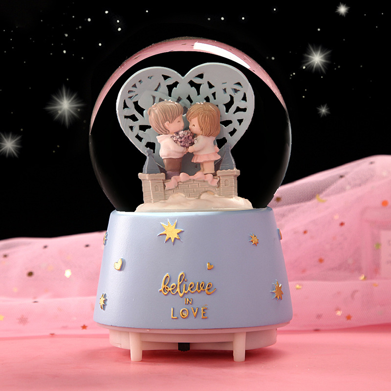 情侣款爱心水晶球带usb功能带蓝牙音乐盒 学生礼品生日摆件批发