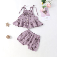 韩版童装2022夏款可爱宝宝背心套装印花小吊代中小童跨境儿童衣服