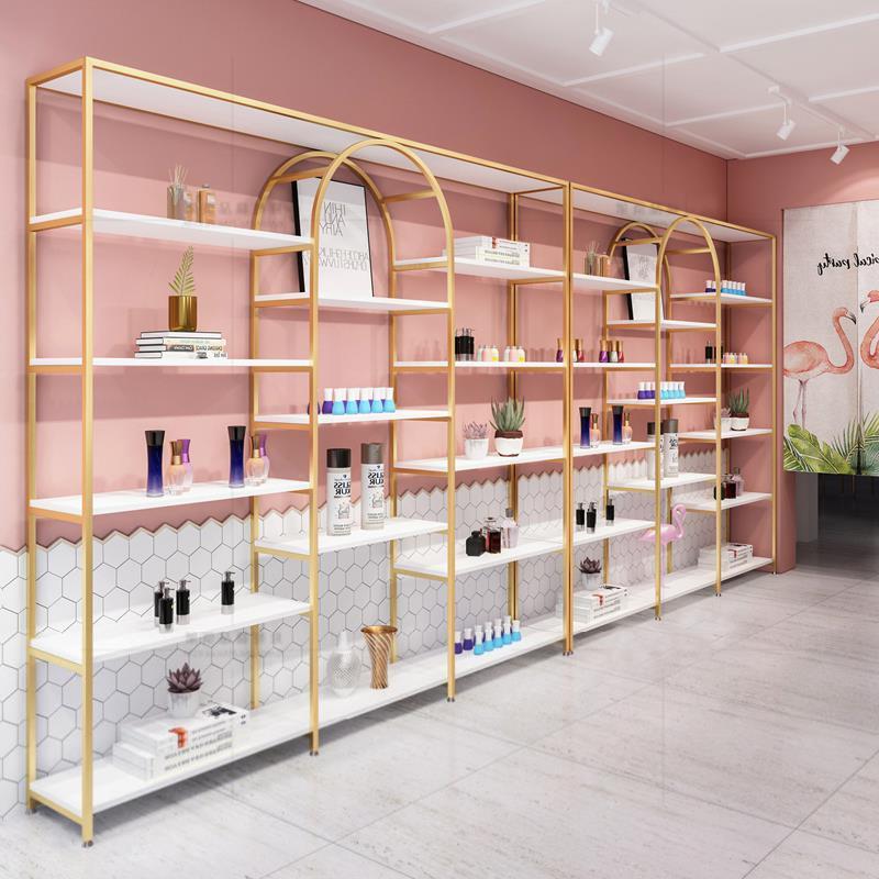 北欧商品展示架柜子化妆品店铺陈列货架多层隔板置物架饰品装饰架
