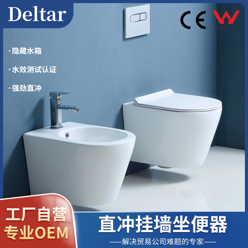 哑光挂便器酒店工程ce认证厂家批发 虹吸静音节水防臭悬挂马桶