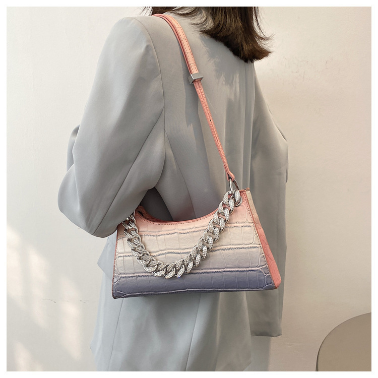 Underarm Bag 2021 Spring New Trendy Stone Pattern Rainbow Gradient Color Women's One Shoulder Handbag High Quality Crossbody Bag