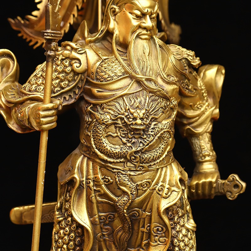 铜关公摆件铜雕像佛像纯铜九龙武关二爷神像公司开业供奉客厅