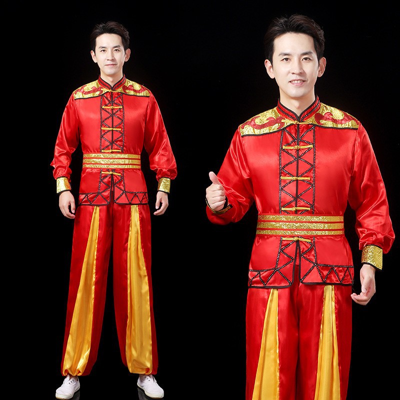 新款秧歌服男中老年民族舞蹈服装扇子舞广场舞中国风古典舞表演服