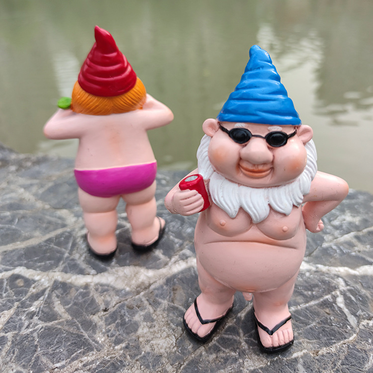 跨境新款小精灵花园摆件小矮人树脂工艺品卡通侏儒雕像白胡子