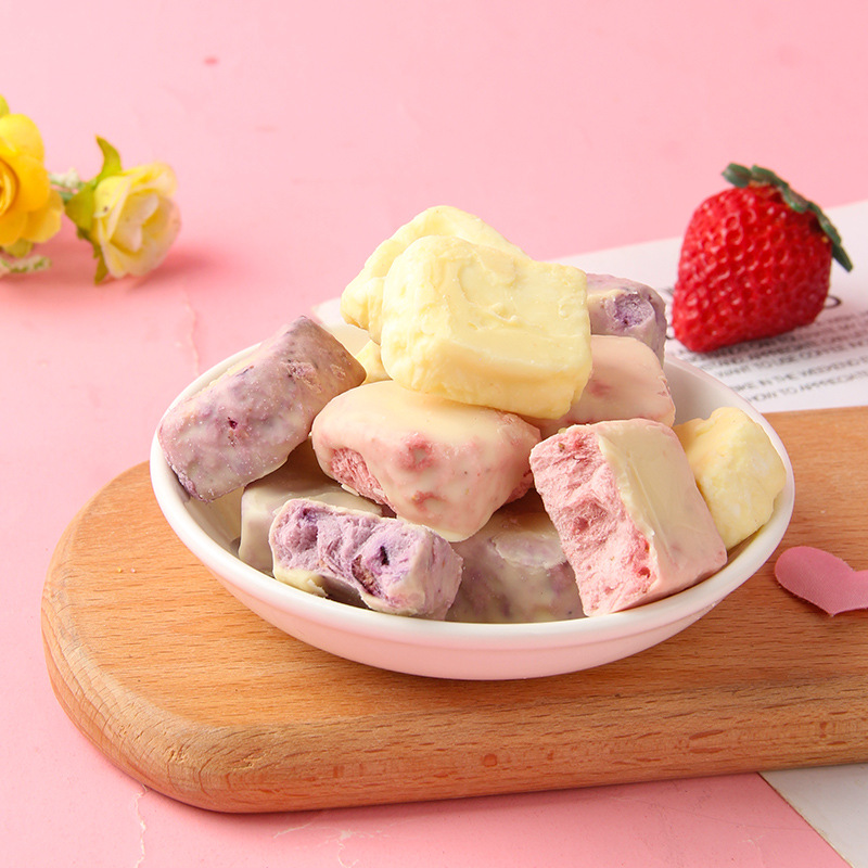 法思觅语 冻干草莓酸奶块45g袋装果粒蓝莓黄桃奶酪新网红休闲零食