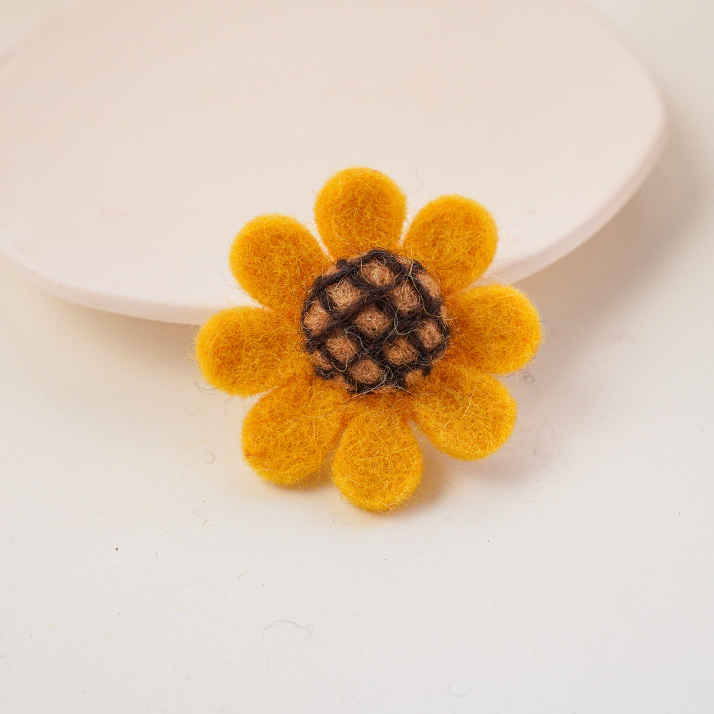卡通太阳花羊毛毡儿童饰品配件向日葵辅料胸针半成品发饰配饰diy