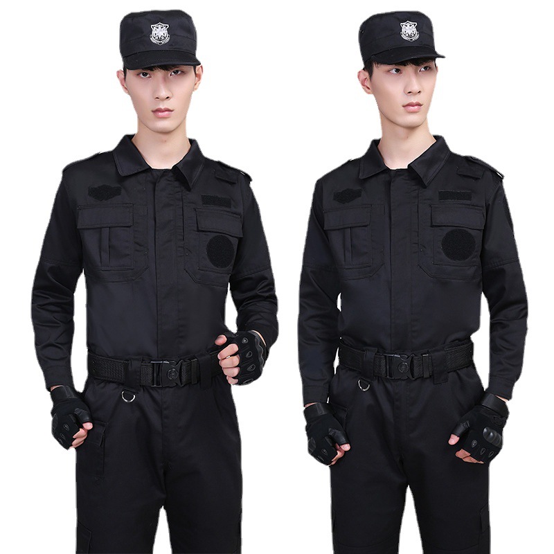 特勤工作服秋冬装保安衣服长袖加厚特保服装黑色耐磨训练服黑色