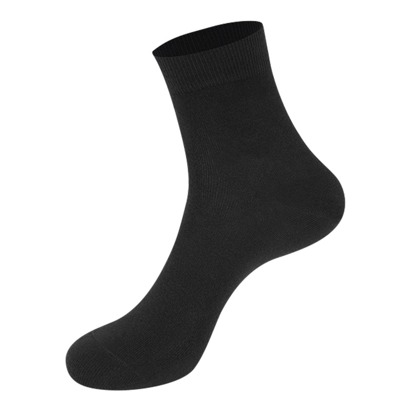 Langsha Socks Men's Pure Cotton Mid-Calf Length Socks Spring and Autumn Cotton Solid Color Deodorant and Breathable Business Men Socks Four Seasons Cotton Socks