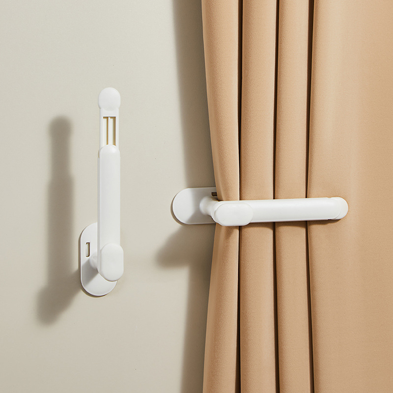 梵特免打孔窗帘固定器免打孔扣环浴帘墙上勾绑带挂钩门帘收纳收拢