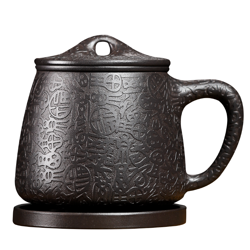 ql@宜兴紫砂杯纯手工石黄男士泡茶杯家用大容量内胆茶水分离-阿里巴巴