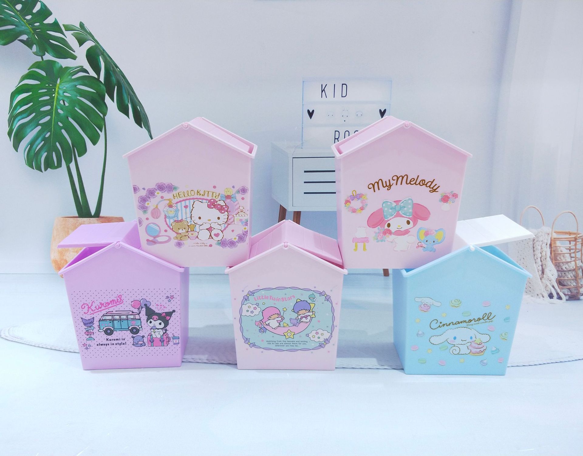 Clow M Desktop Storage Bucket Melody Trash Can Cinnamoroll Babycinnamoroll Desktop Pen Container Kitty Desk Storage