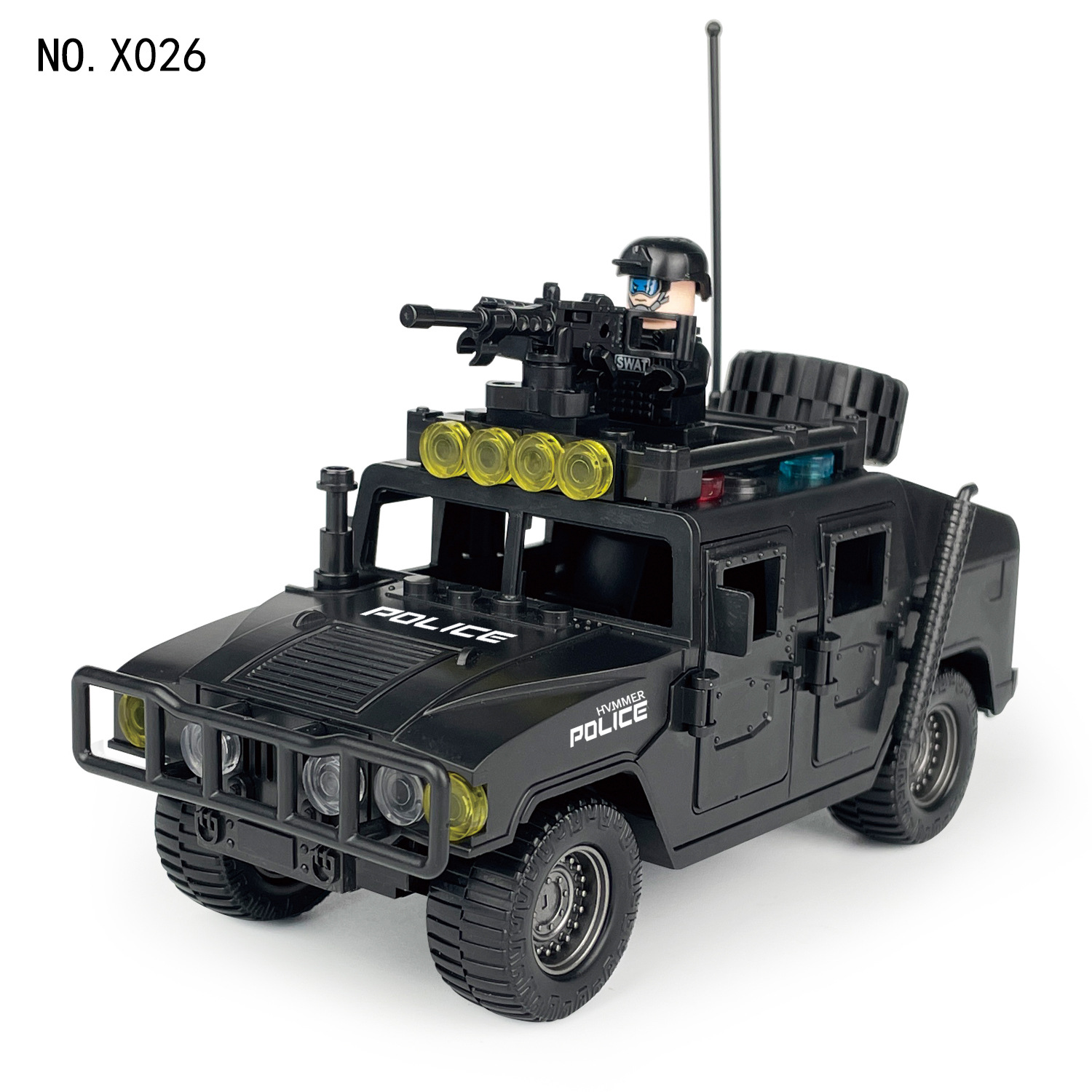 金致x026军事特警黑豹悍马吉普车模型小颗粒人仔积木玩具跨境批发