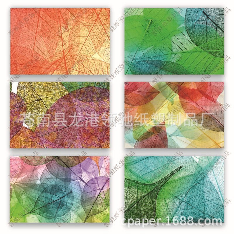亚马逊彩色树叶感恩节底纹感谢慰问贺卡留言卡信封贴纸套装