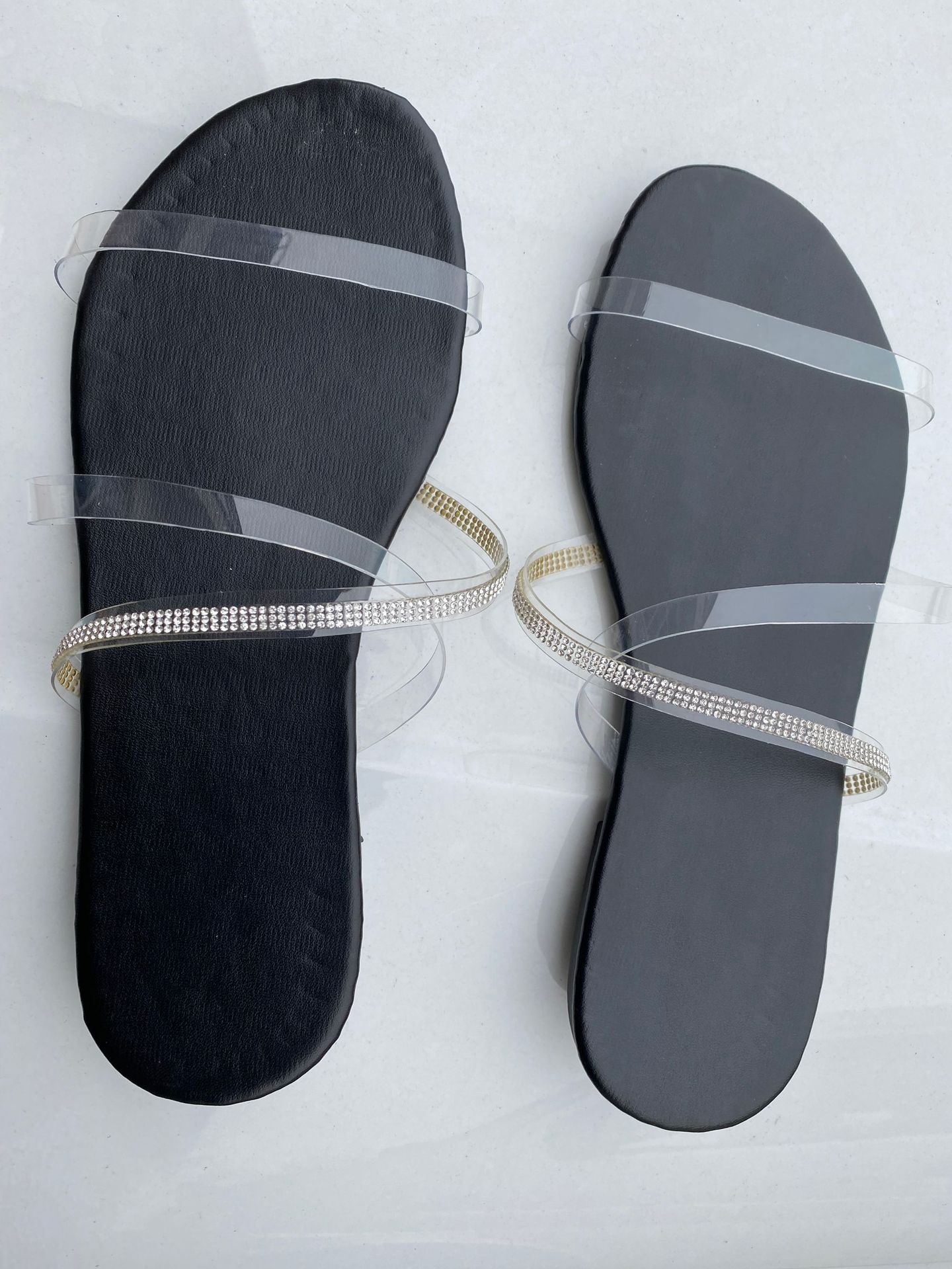 2022欧美非洲外贸大码女拖鞋休闲平底沙滩凉鞋女sandals水钻凉拖