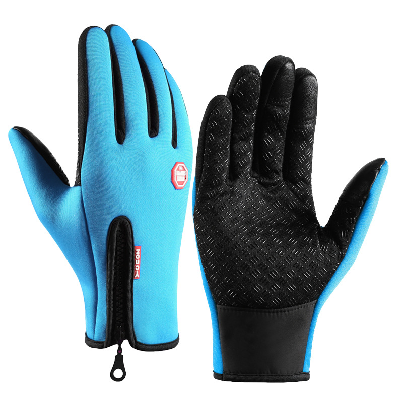 skiing gloves winter men‘s touch screen waterproof fleece fitness women‘s full finger outdoor sports thick zipper thermal gloves