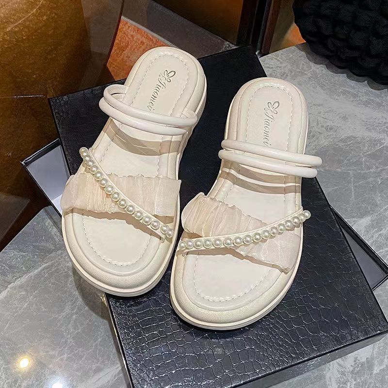 Drooping Pearl Platform Classic Style Roman Sandals Fashion Simple Style Women's Fashion Shoes Spot Factory Wholesale