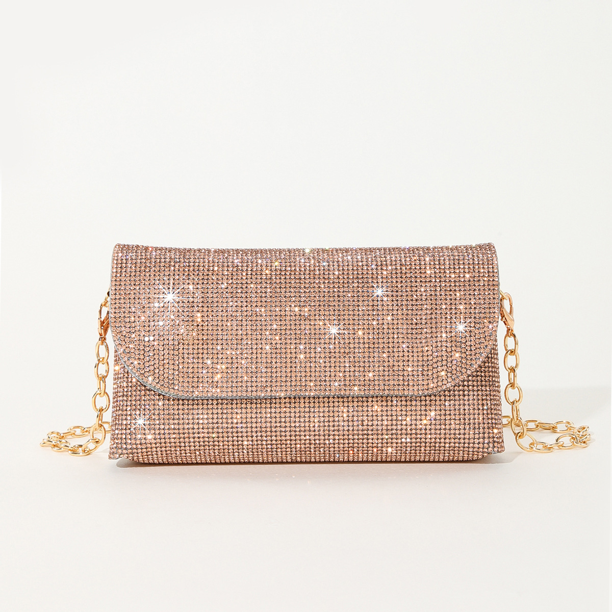 2023 New Cross-Border Rhinestone Diamond Flash Pu Envelope Mini Dinner Bag Chain Party Clutch Evening Bag