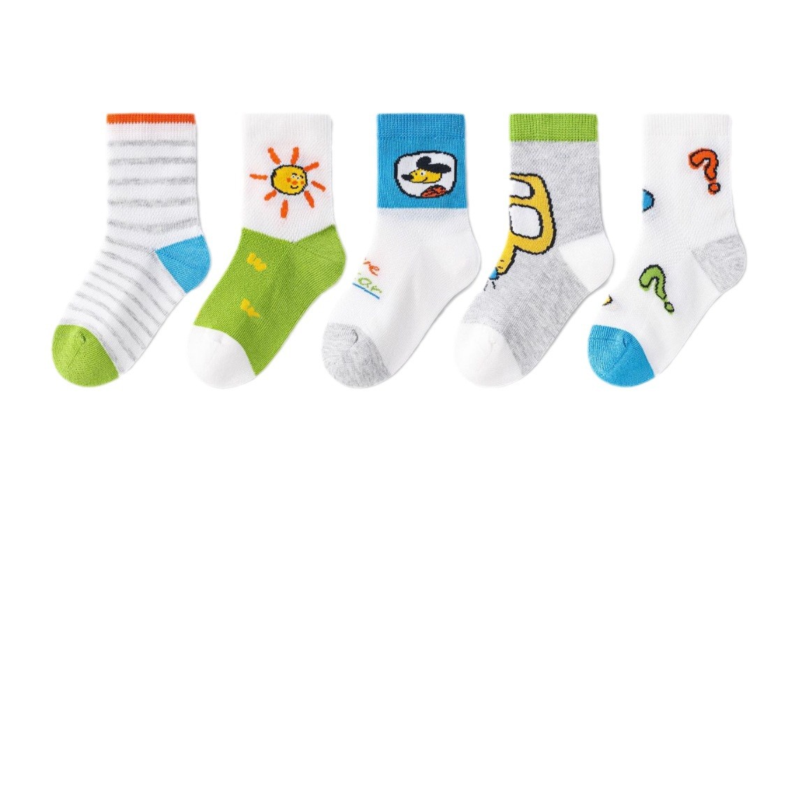 2024 New Bambi Children's Socks Spring/Summer Children's Socks Children's Socks Boy Girl Baby Mesh Cotton Socks Cartoon Five Pairs