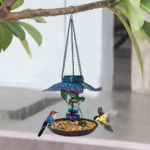 源头厂家 铁艺猫头鹰喂鸟投食器庭院金属悬挂式喂鸟器蜂鸟喂食器