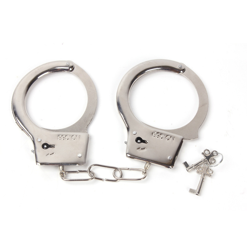 金属铁手铐 不锈钢手铐 另类儿童整人玩具 派对毛绒手铐 红黑粉