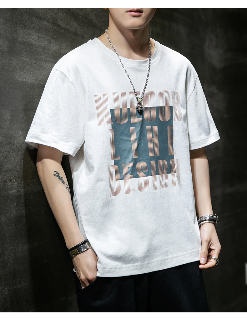 短袖t恤男士韩版青少年休闲潮牌圆领棉t恤上衣男装2021年夏季新款