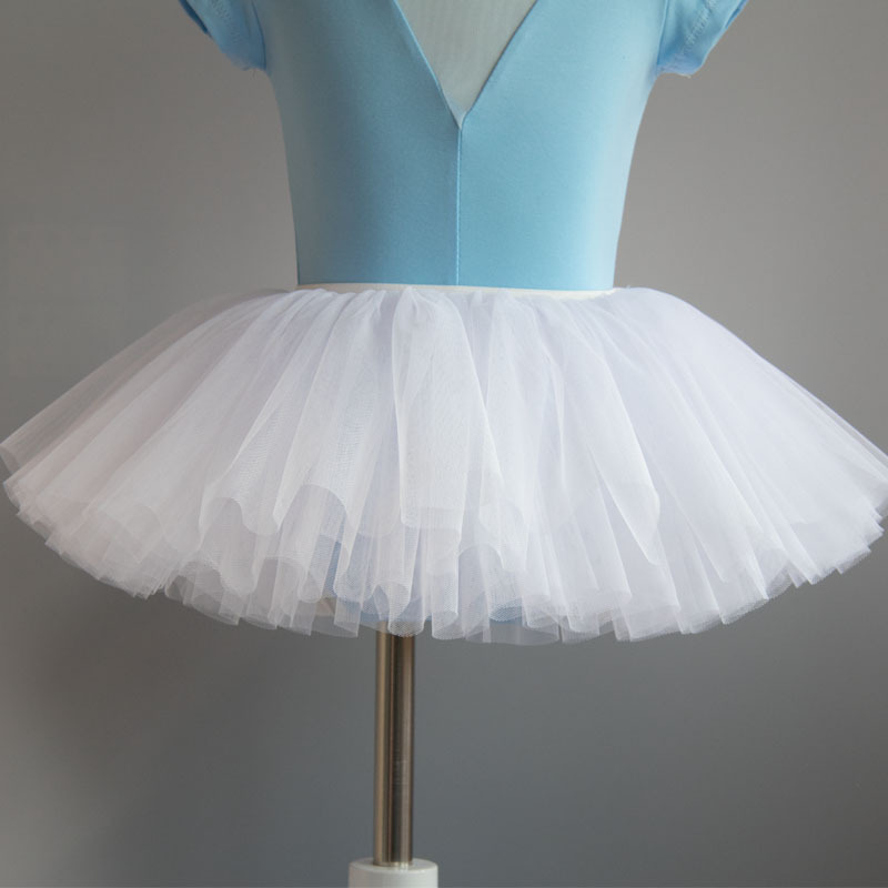 儿童舞蹈纱裙女童四层蓬蓬裙半身裙网纱裙女孩芭蕾裙白色跳舞裙子