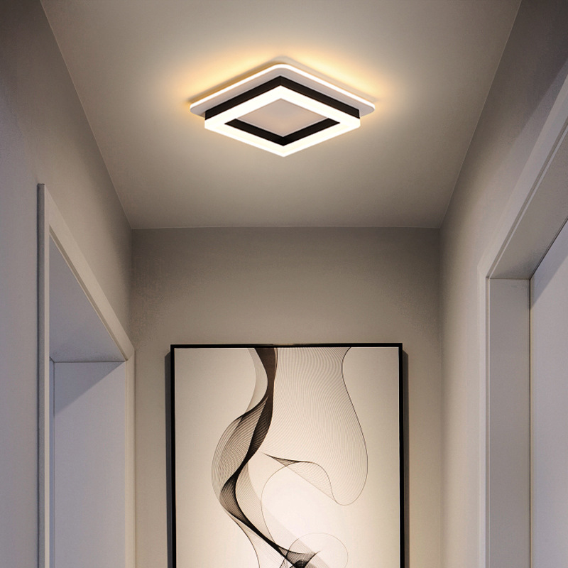 北欧过道灯led玄关走廊衣帽间吸顶灯简约现代长方菱形阳台走道灯