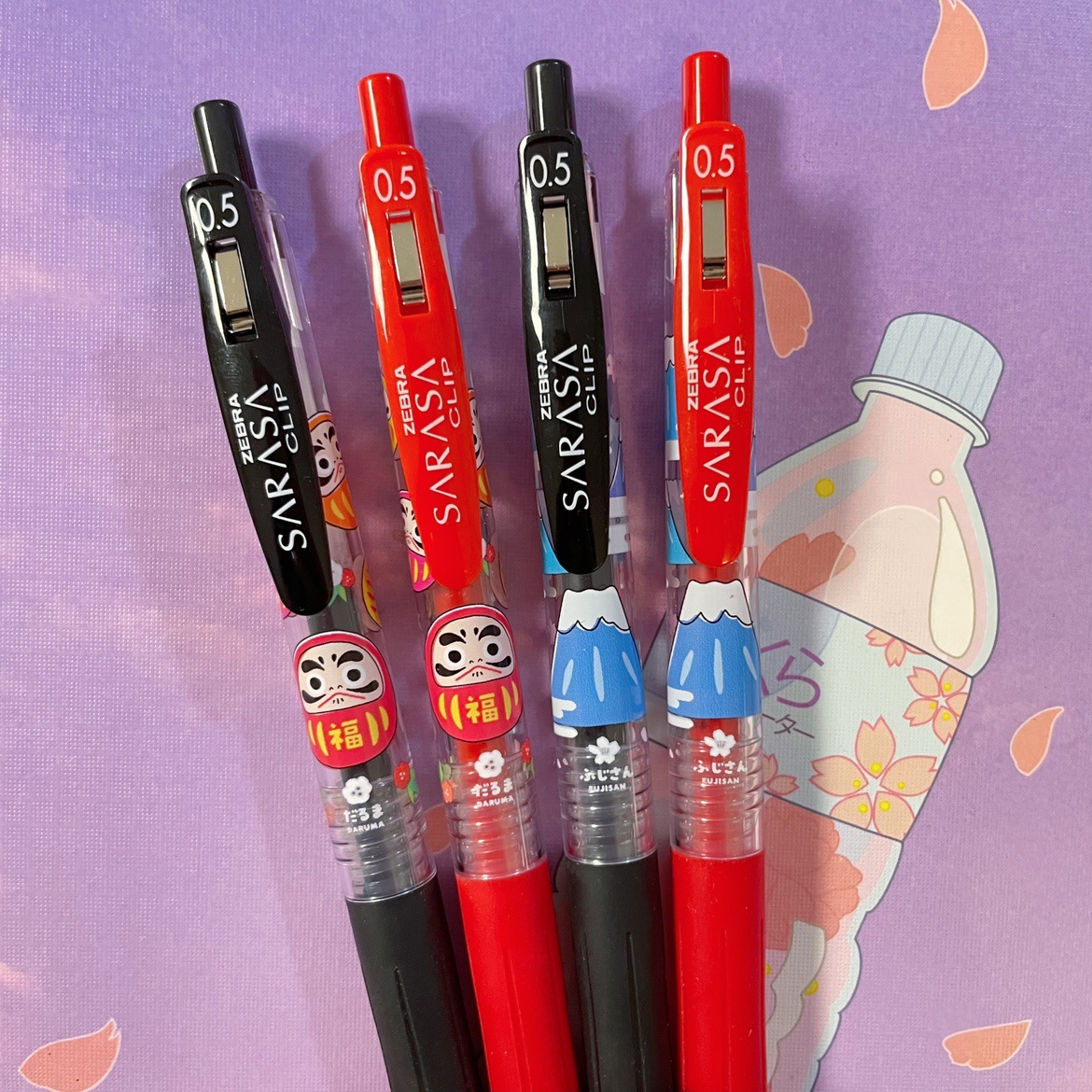 新款斑马zebra新品限定富士山达摩按动中性笔黑色水笔限量版0.