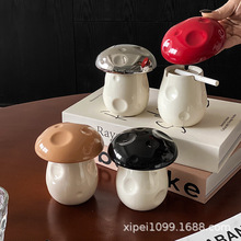 2024新款创意陶瓷高档带盖蘑菇烟灰缸办公家居桌面摆设烟灰缸
