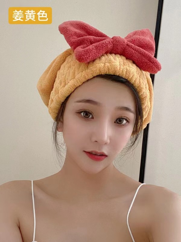 Japanese Hair-Drying Cap Super Water-Absorbing and Quick-Drying Cute Bow Princess Shower Cap Coral Velvet Pineapple Plaid Absorbent Batch