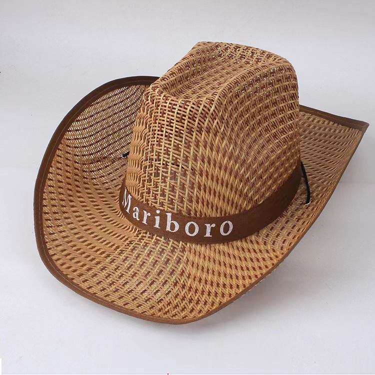 Summer Men's Western Cowboy Hat Sun Hat Farmer Straw Hat Sun Protection Hat Fishing Hat Bucket Hat Marlboro Bowler Hat