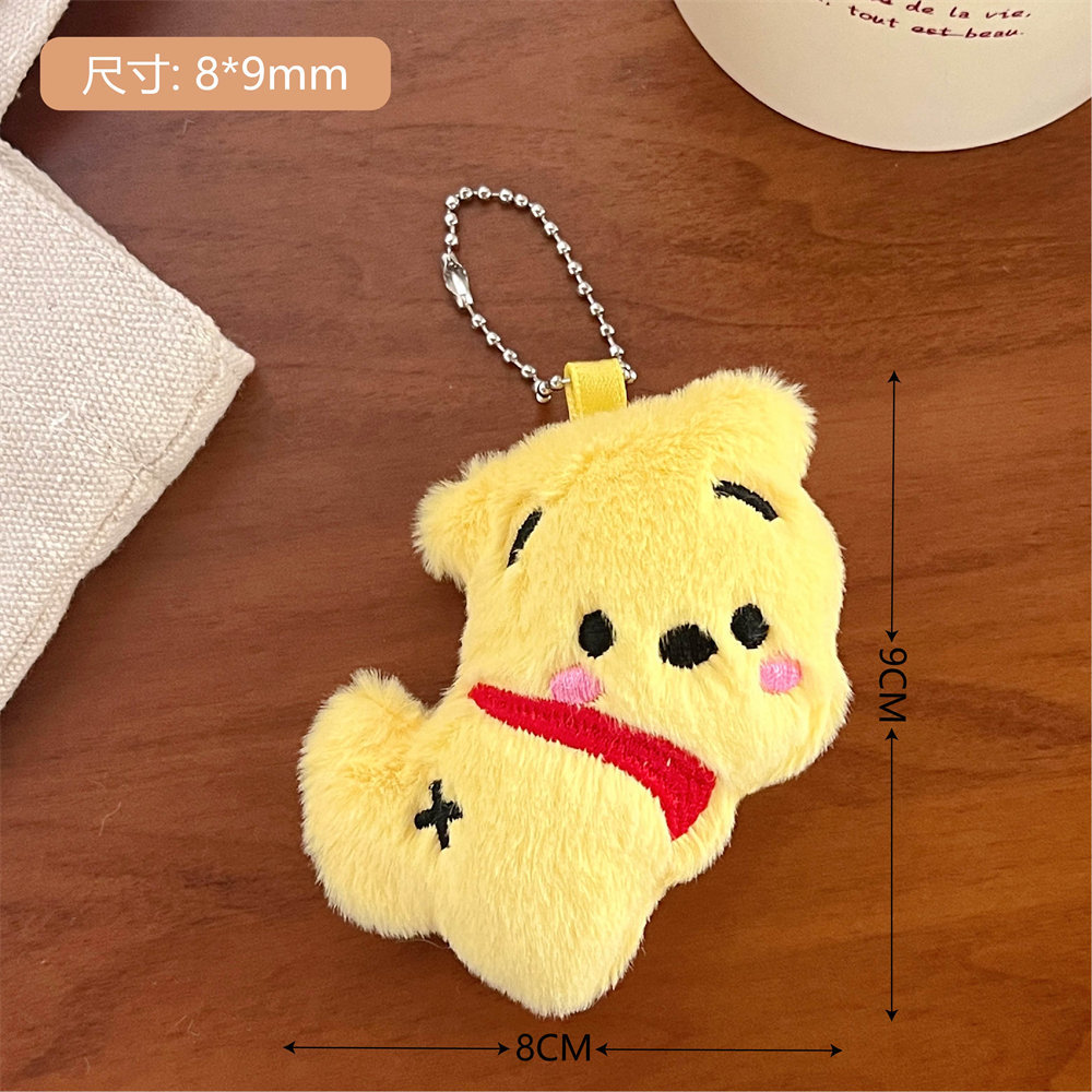 Cute Cartoon Plush Bear Puppy Key Chain Pendant Girly Heart Decoration Doll Doll Bag Bag Charm Wholesale