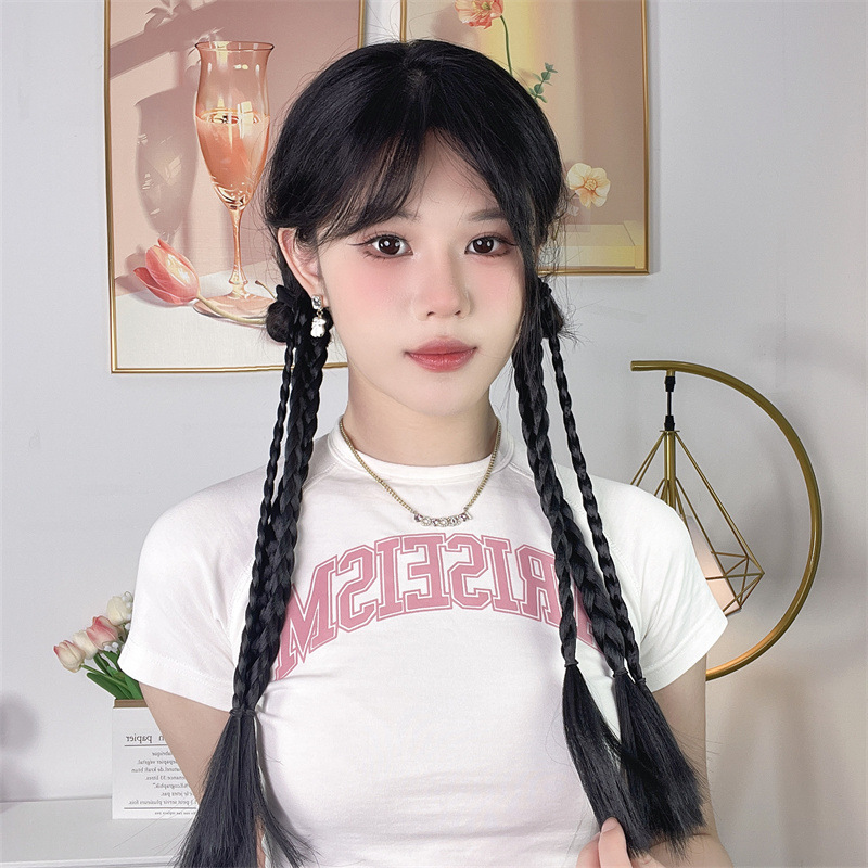假发辫子女新中式甜酷辣妹麻花辫子网红同款拳击辫接发双马尾批发