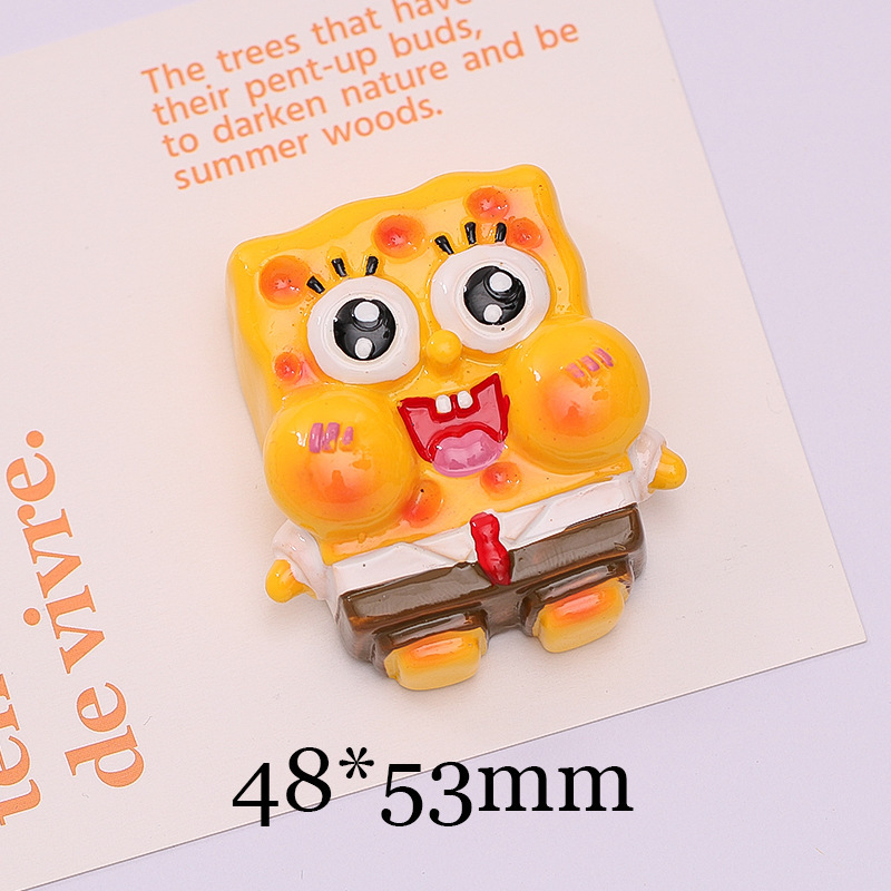 Cartoon SpongeBob Xiaohongshu Same Style Hole Shoes Resin Accessories Shoe Ornament Vamp Doll Shoe Buckle Decorative Brooch