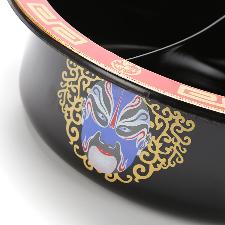 珐琅锅中国风脸谱鸳鸯火锅串串锅红汤铸铁搪瓷火锅电磁炉燃气适用