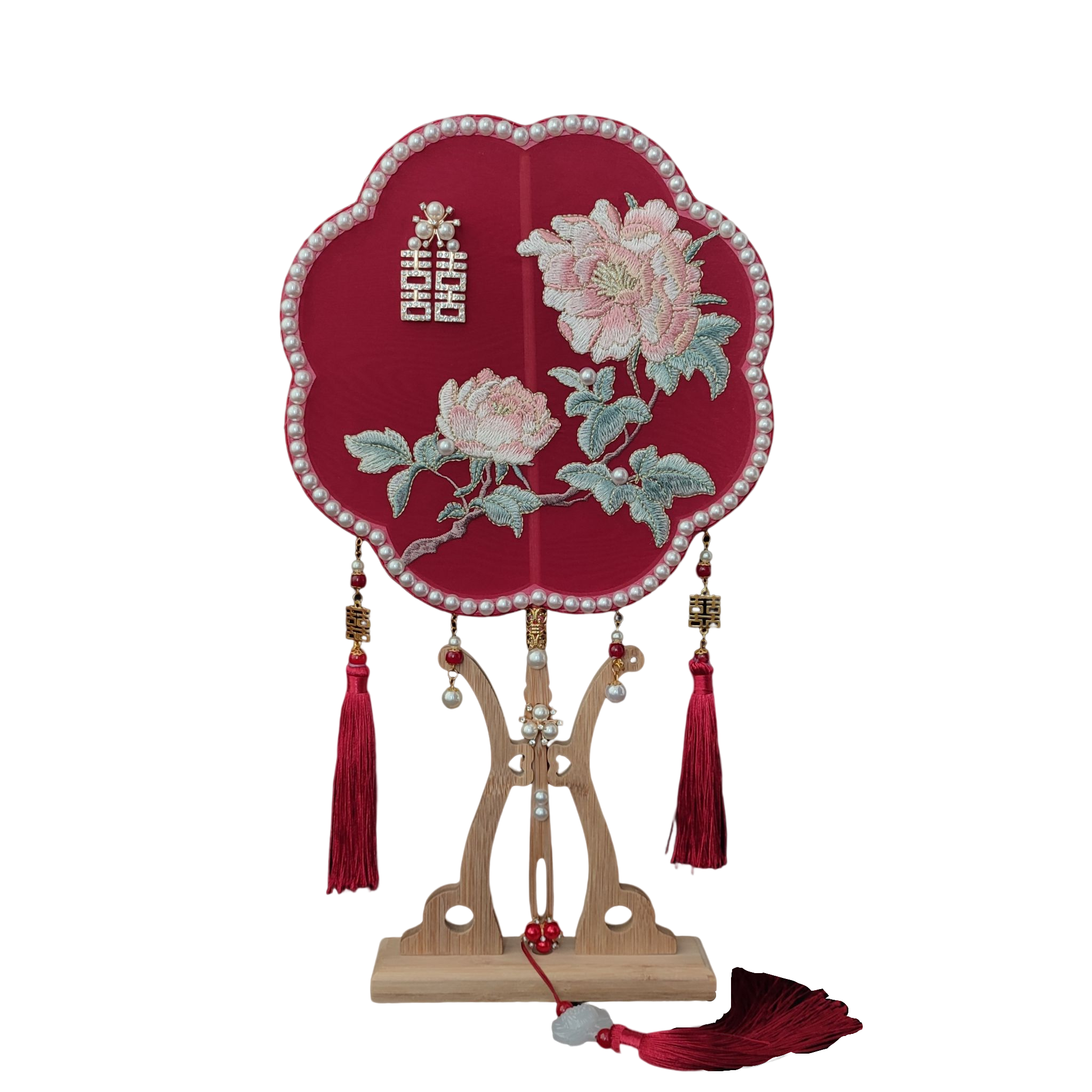 新娘团扇秀禾服中式双面团扇婚礼结婚出嫁喜扇古风刺绣扇手捧花