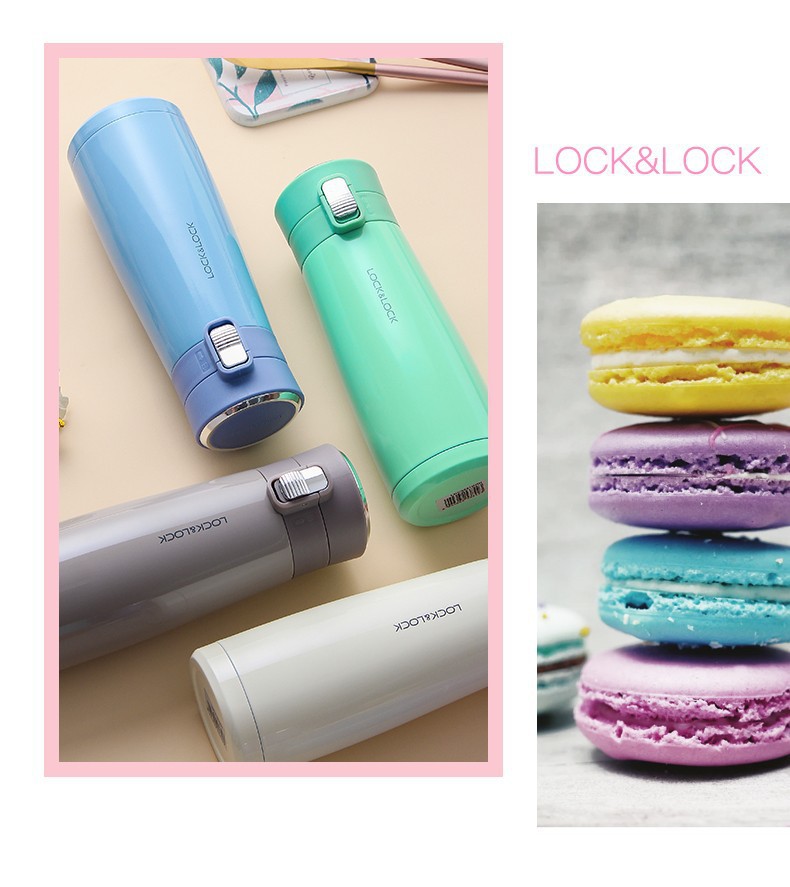 lock&lock保温杯男女士学生lhc3231一键弹盖450ml小清新水杯杯子