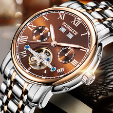 新奇特品牌手表全自动机械表精钢表带防水大表盘男表运动夜光手表