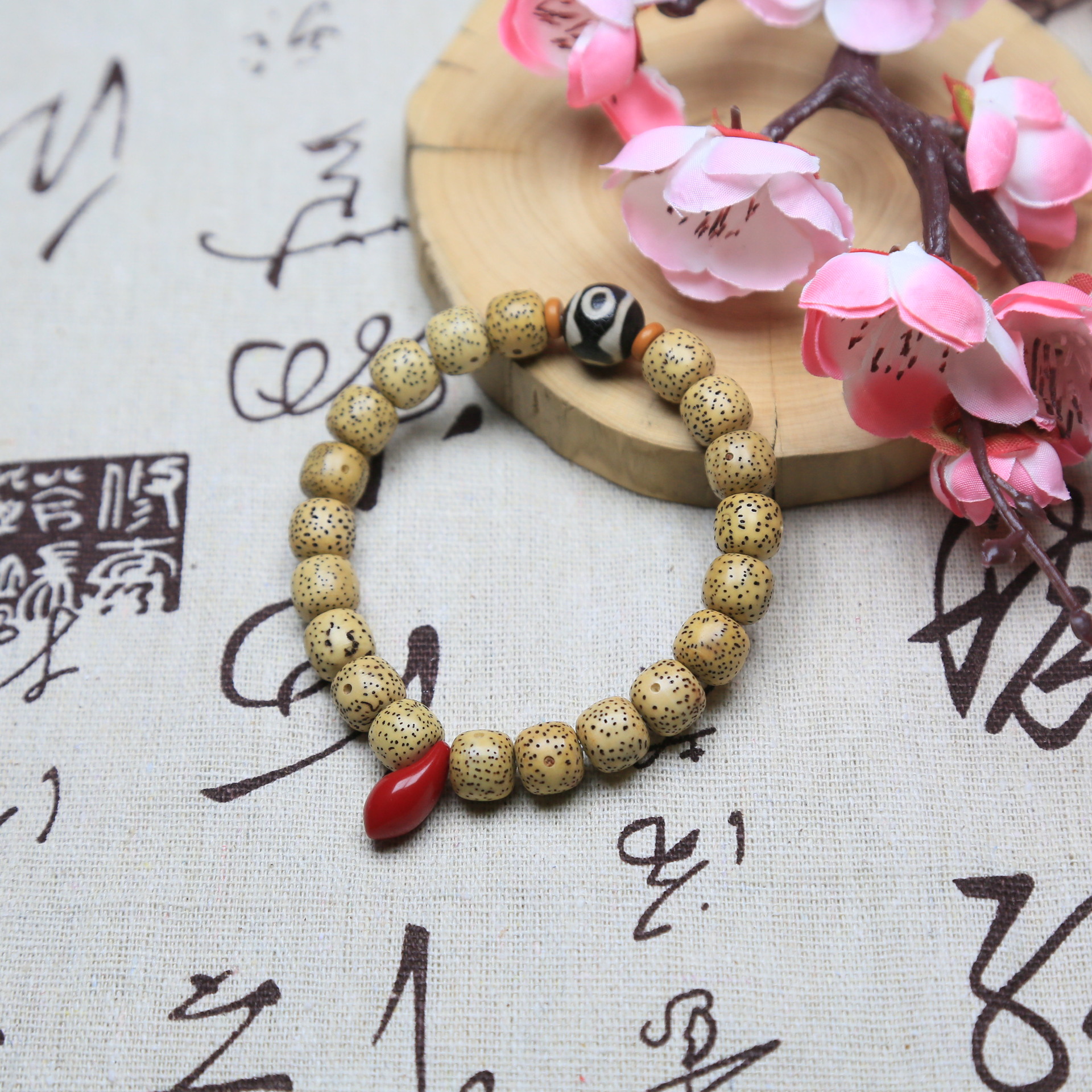 鸡油黄星月菩提子原创diy手链文玩绕指柔手捻盘玩佛珠手串送礼