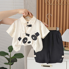 中式汉服男童夏装套装2024新款儿童装洋气宝宝夏季卡通短袖两件套